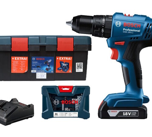 Máy khoan động lực dùng pin 18V Bosch GSB 183-LI (06019K91K2, 1 pin + Hộp công cụ)