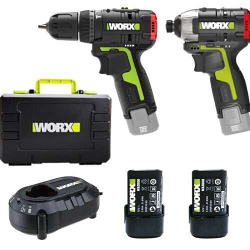 Combo máy khoan và máy vặn vít dùng pin 12V Worx WU920X (2 pin 2.0Ah, 1 sạc)